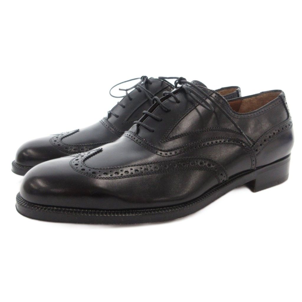 サルヴァトーレフェラガモ Salvatore Ferragamo ビジネスシューズ ドレス 革靴 ウイングチップ レースアップ レザー 6 黒 ブラック /GV