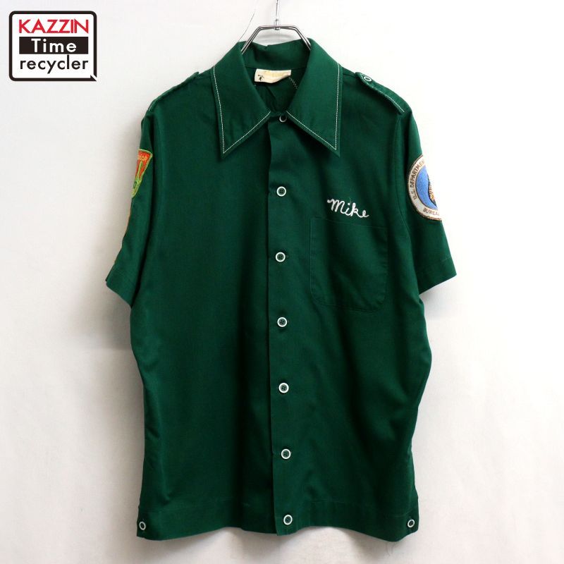 70s vintage King Louie ワッペンカスタム ボーリングシャツ メンズ 表記Mサイズ