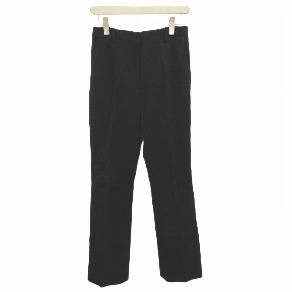 サンローラン パリ SAINT LAURENT PARIS スラックスパンツ イタリア製 パンツ ウール シルク ボトムス フレア F38 黒 ブラック 長ズボン 659796 /YU ■GY19