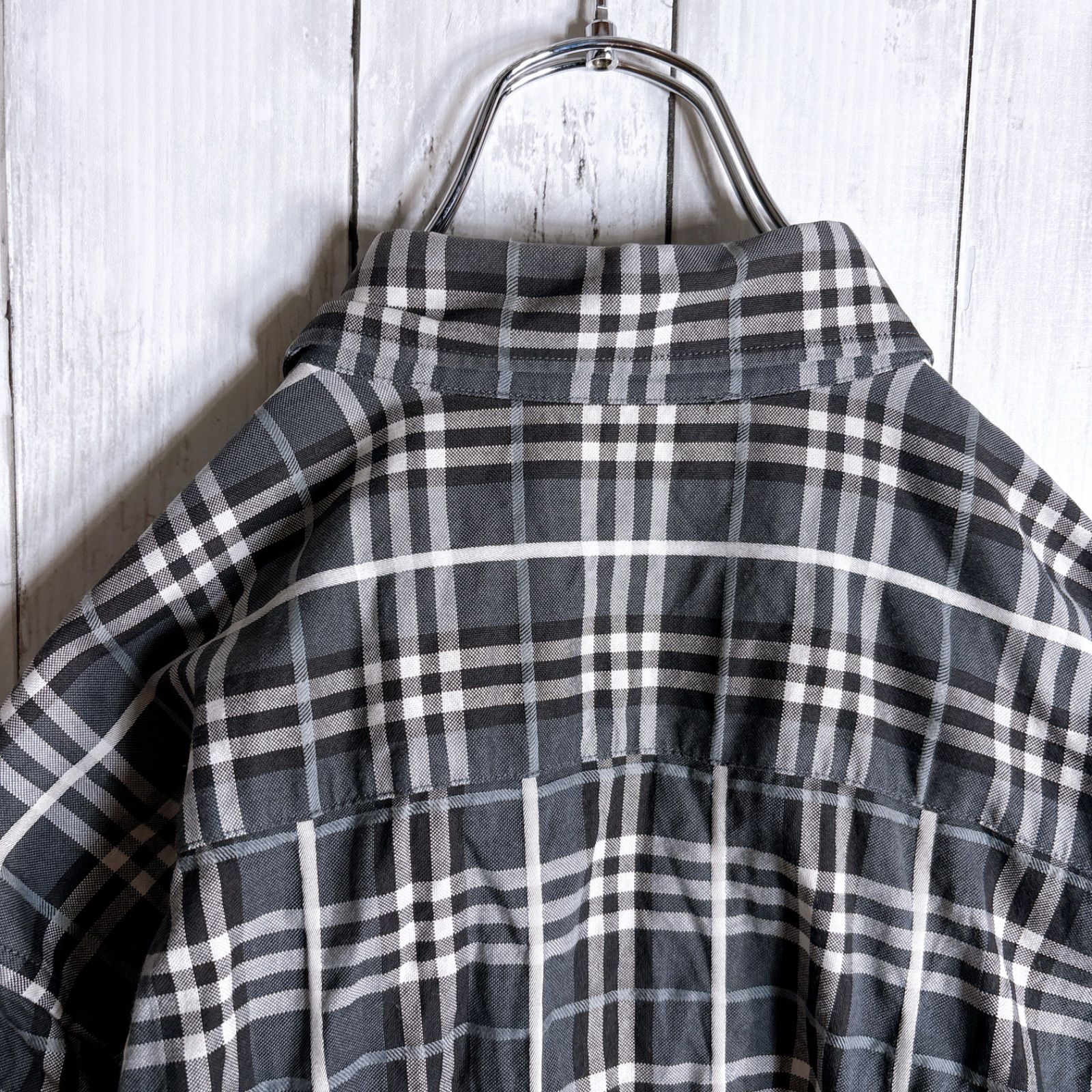 定番チェック】BURBERRY LONDON Check Shirt チェックシャツ グレー 