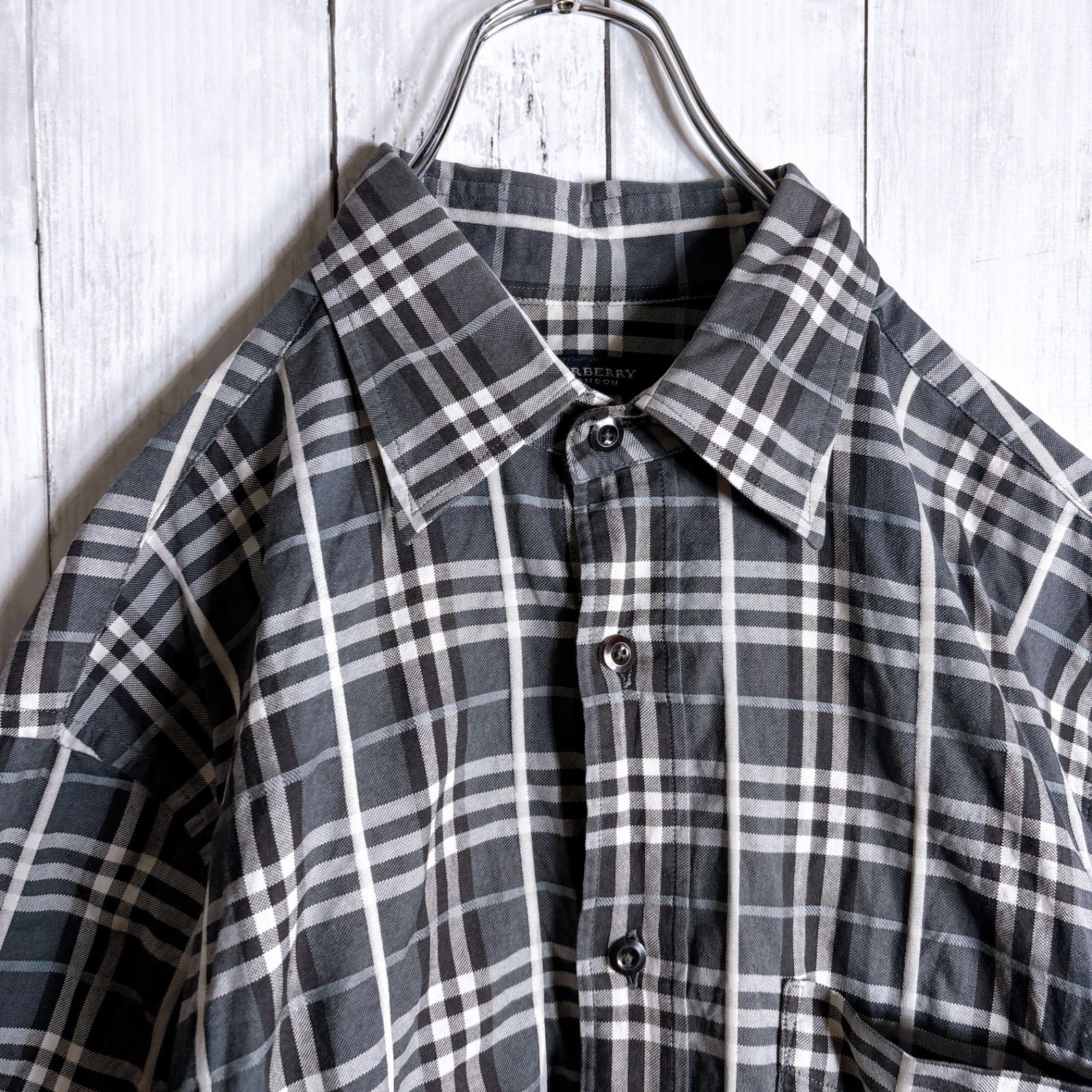 定番チェック】BURBERRY LONDON Check Shirt チェックシャツ グレー 