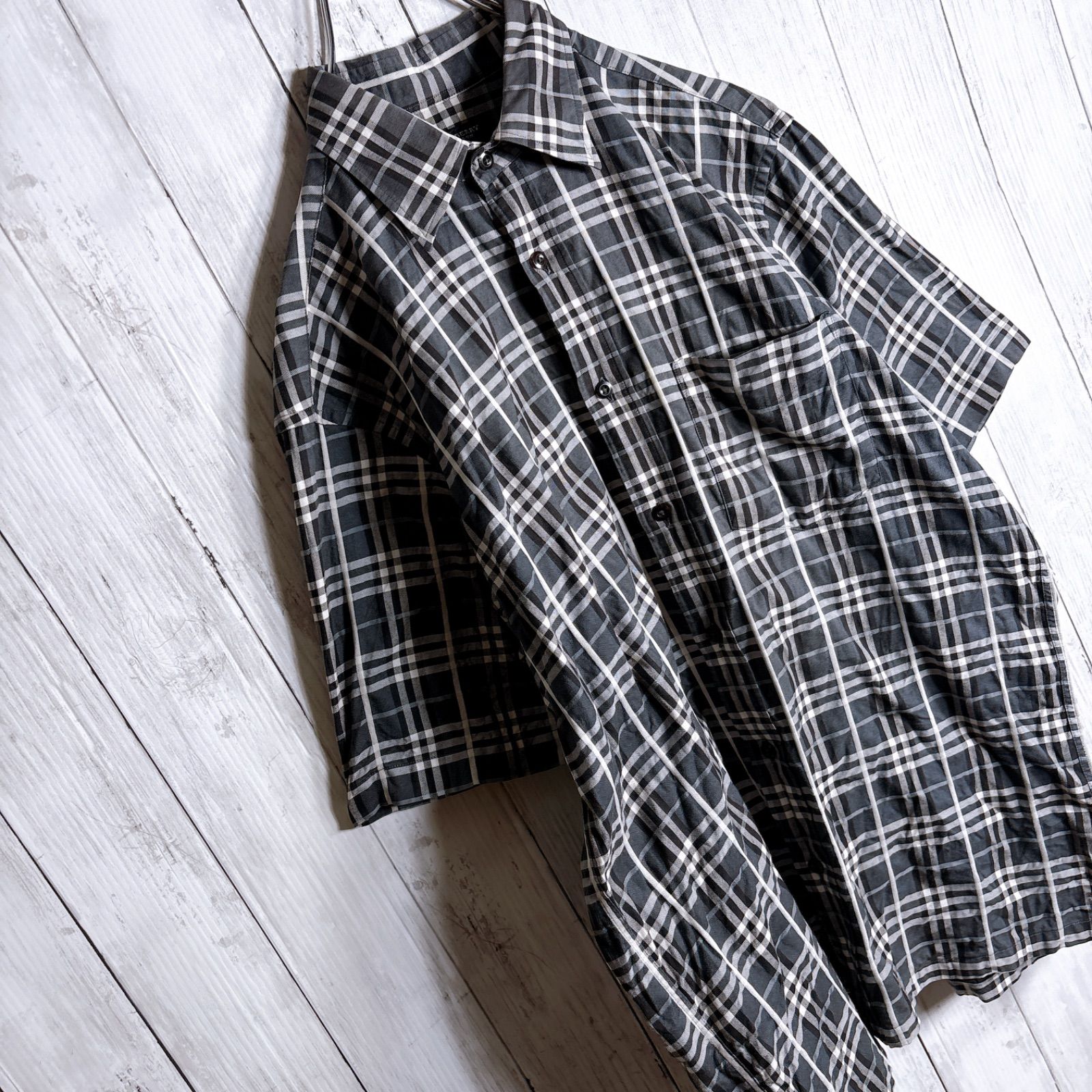 定番チェック】BURBERRY LONDON Check Shirt チェックシャツ グレー 