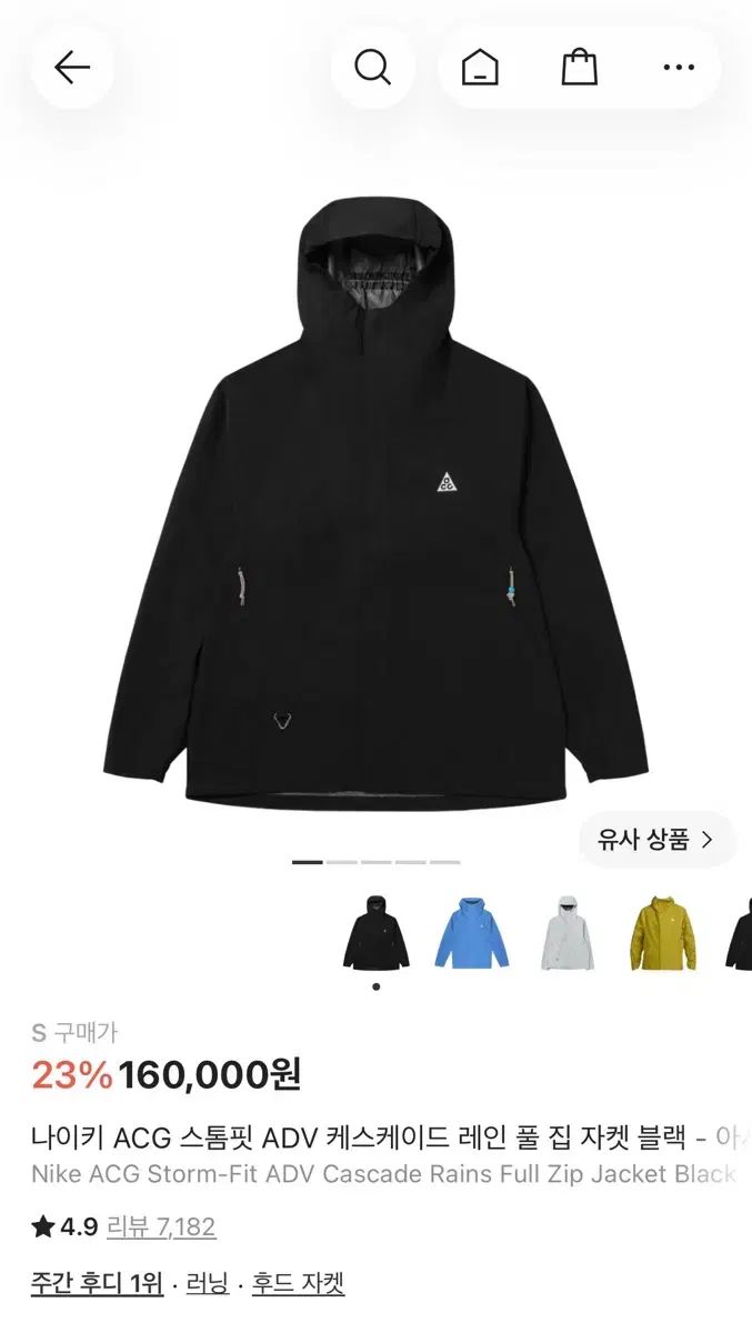 sサイズ) NIKE ACG STORM-FIT ジャケット ウィンドブレーカー ブラック