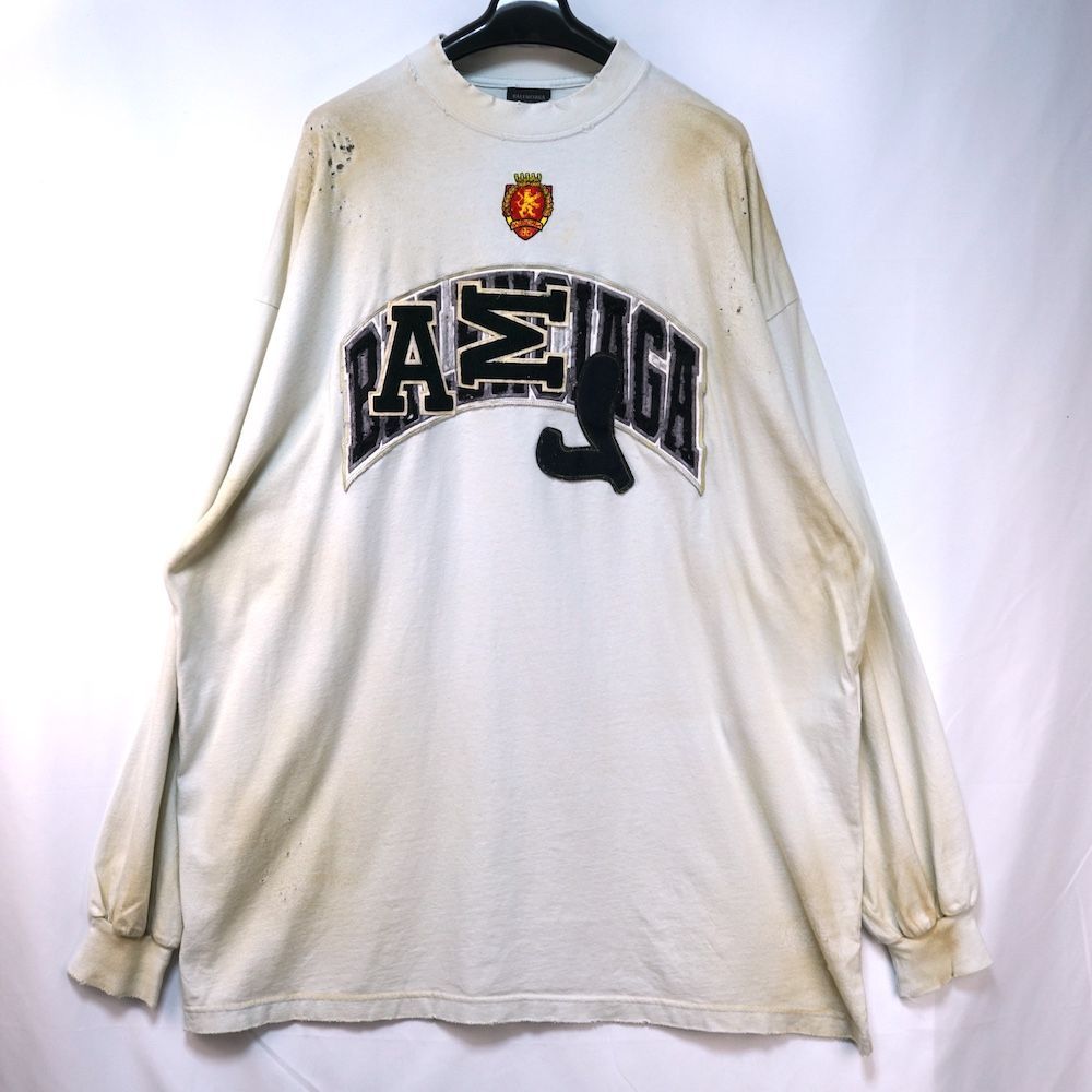 BALENCIAGA バレンシアガ 23SS スケーター オーバーサイズ ロングスリーブ Tシャツ ヴィンテージ加工 ホワイト サイズ4（175/100A） 739027 TOVN2 新品未使用