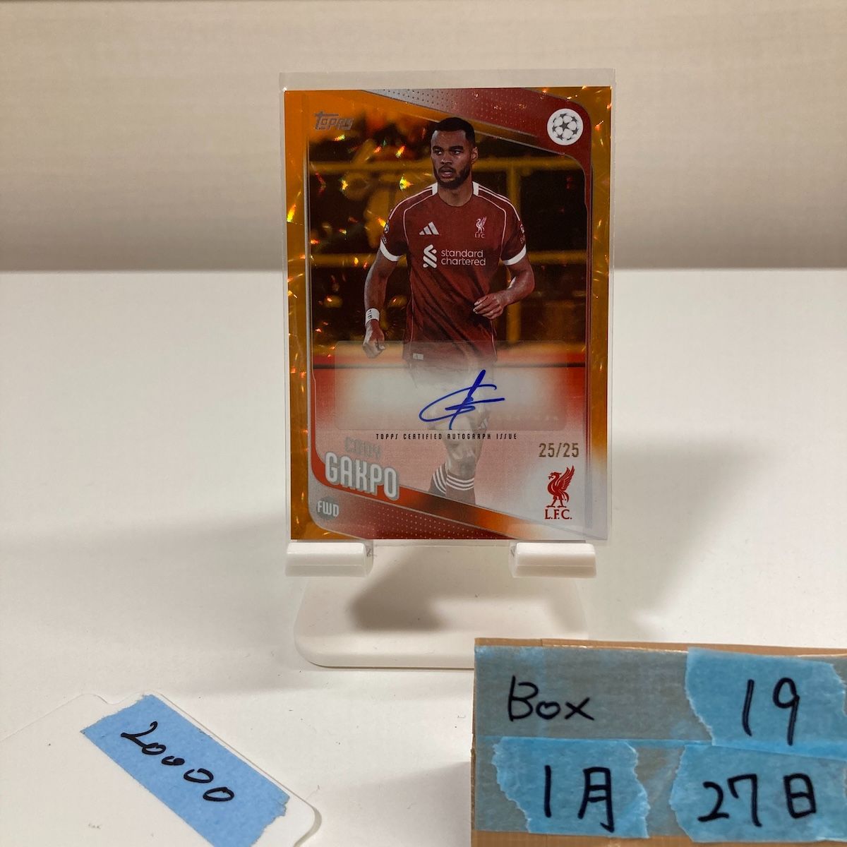 2025-26 Topps UEFA Club Competitions Cody Gakpo 25/25 直筆サインカード Liverpool FC Orange Sun Flower Parallel ラストナンバー カード