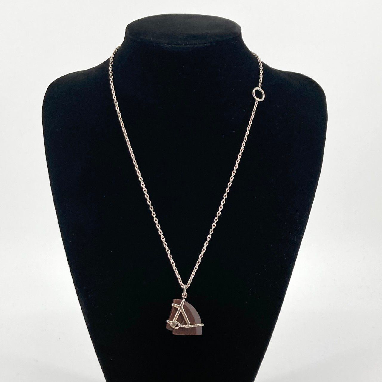 HERMES（エルメス） シュヴァル ホースモチーフ ネックレス シルバー×ブラウン