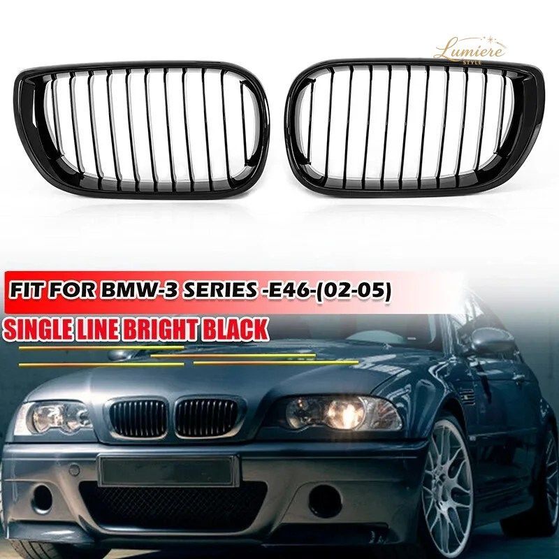 BMW 3シリーズ E46 4ドア 2002-2005年モデル用 フロントキドニーグリル グロスダブルスラットフードグリル レーシンググリル 7,139円