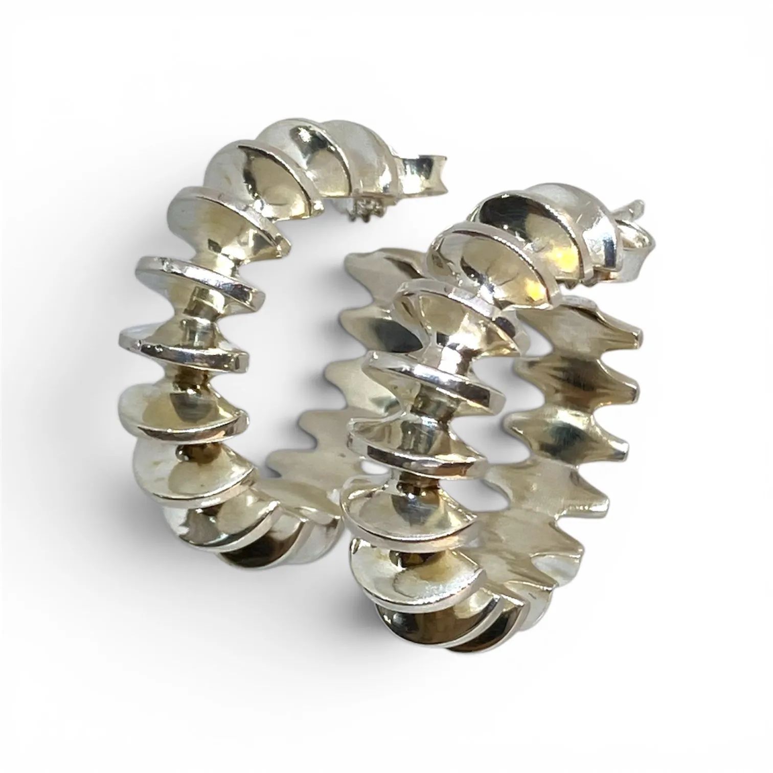 【SV925 13.5g】Georg Jensen ジョージジェンセン スパイラルフープピアス　シルバー　キングラム[68]
