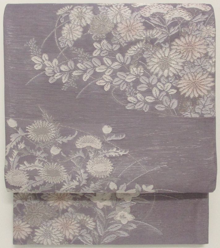 紗の袋帯 桔梗・女郎花・萩・菊等 薄紫色 正絹 - メルカリ