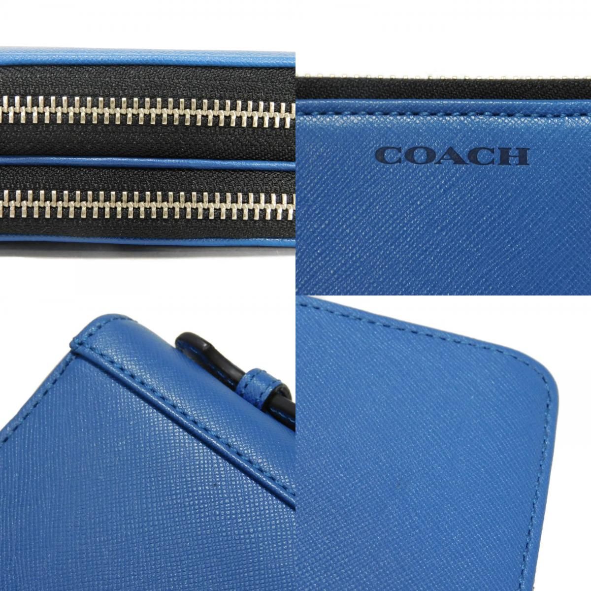 COACH コーチ 長財布 オーガナイザー ウォレット ブルー 箱付 COACH コーチ トラベル オーガナイザー ウォレット クロスグレイン