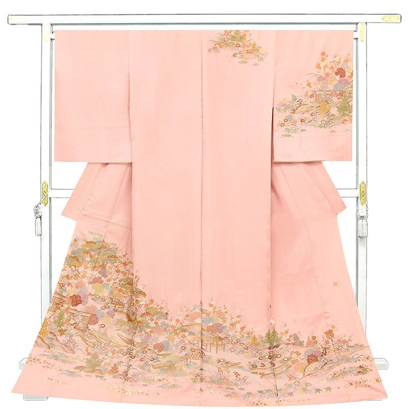 ※記念感謝祭【仕立無料】☆最高級総手刺繍工芸美術☆王朝四季花庭園図王朝華文特撰訪問着（落款入）（10012807）