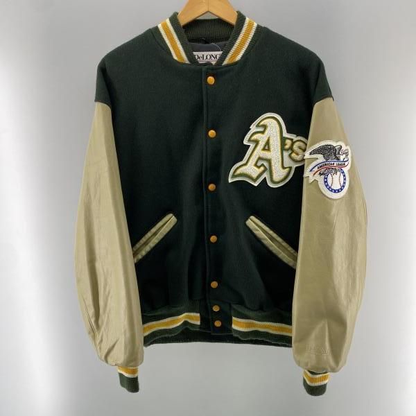 USA製 Oakland スタジャン DeLONG アスレチックス　サイズ38 中古】DeLONG 90s MLB アスレチックス スタジャン(袖汚れあり