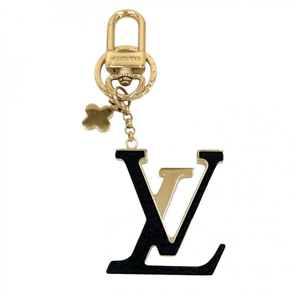 ルイヴィトン キーホルダー レディース ポルトクレ LV カプシーヌ バッグチャーム キーリング 小物 LOUIS VUITTON M63080 ブラック 黒 ゴールド【中古品】