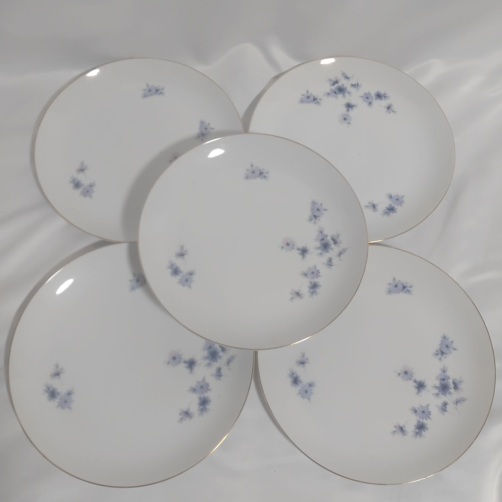 中古】箱付き5枚セット HOYA refine ブルー野菊 23cm 洋食皿 保谷 