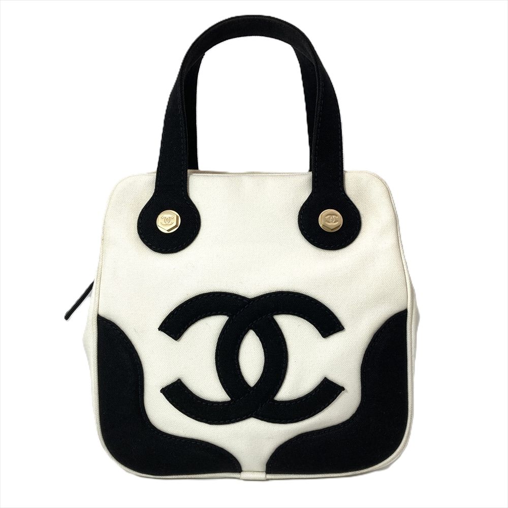 シャネル CHANEL マシュマロバッグ トートバッグ キャンバス ホワイト ゴールド金具 7桁8番台 レディース【中古】