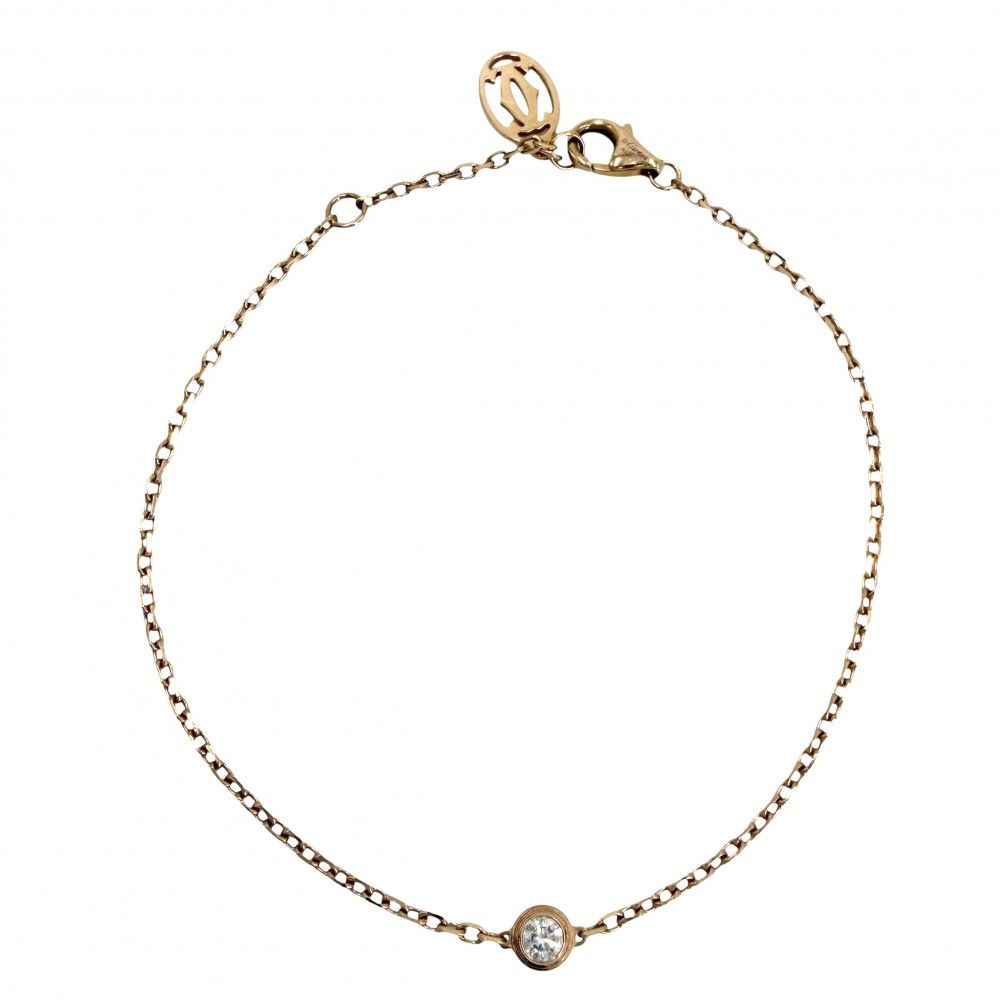 カルティエ ブレスレット レディース ダムール 一粒ダイヤ ジュエリー アジャスター付き アクセサリー Au750 18金PG CARTIER K18ピンクゴールド ダイヤモンド 約2.2g【中古品】