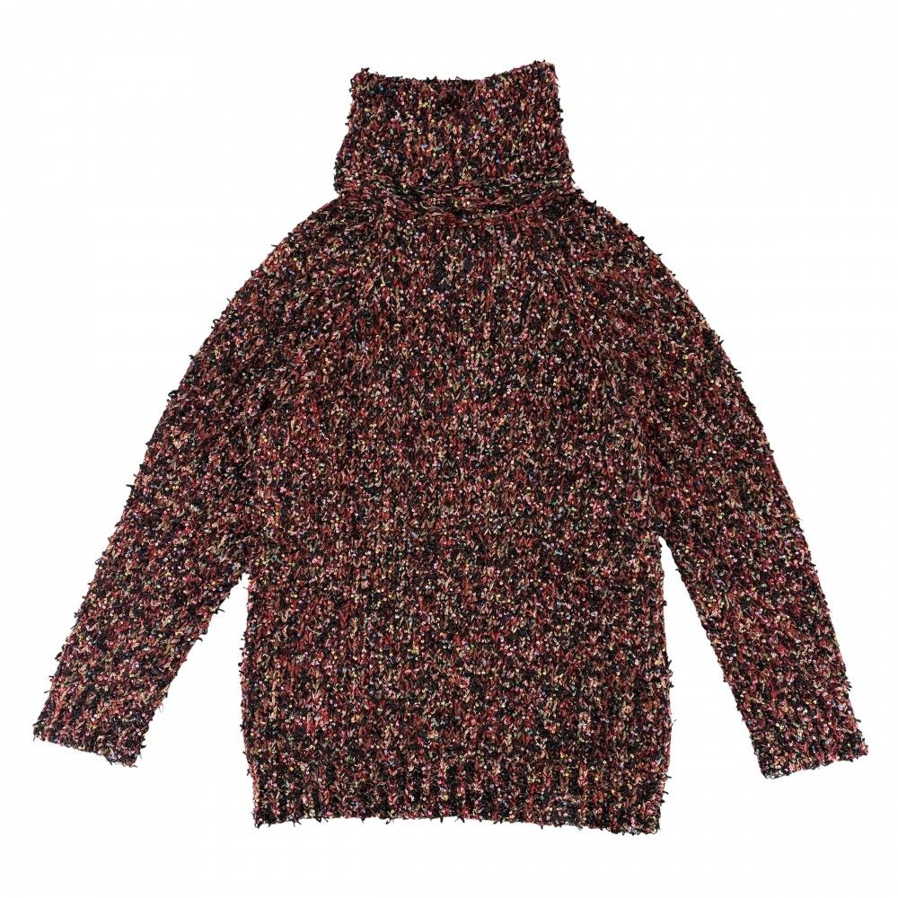 CHANEL シャネル 赤 タートルネック セーター シャネル ニット レディース スパンコール タートルネック 服 アパレル