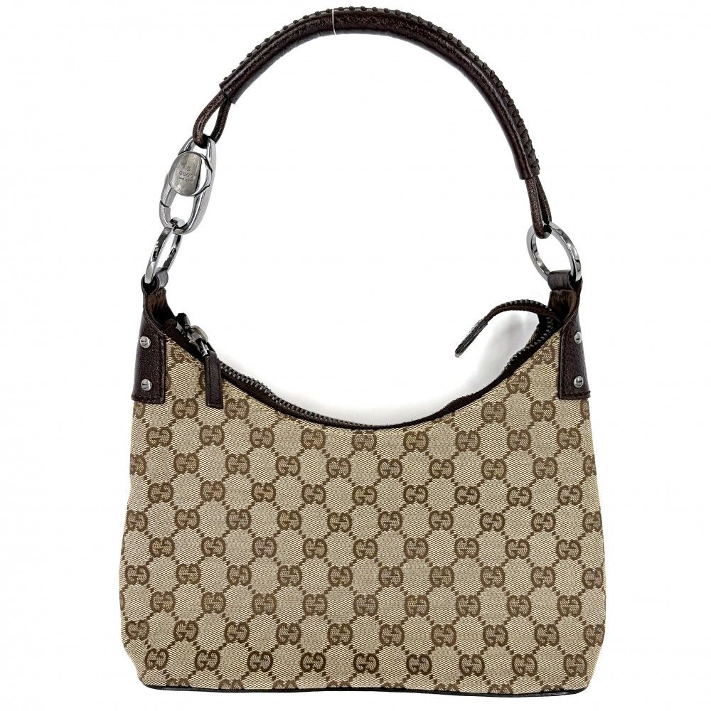 グッチ ハンドバッグ レディース ワンハンドバッグ GUCCI 115002 GGキャンバス ベージュ シルバー金具【中古品】