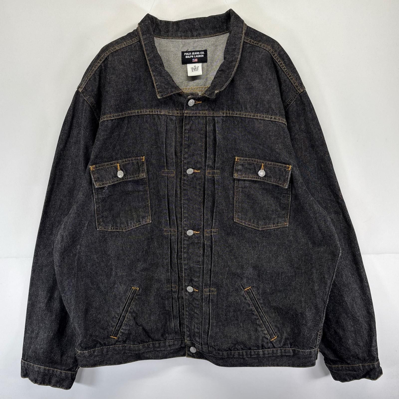 古着 ポロジーンズラルフローレン Polo Jeans Ralph Lauren ジャケット 2ndタイプ 大きいサイズ デニム 4X ブラック系 メンズ