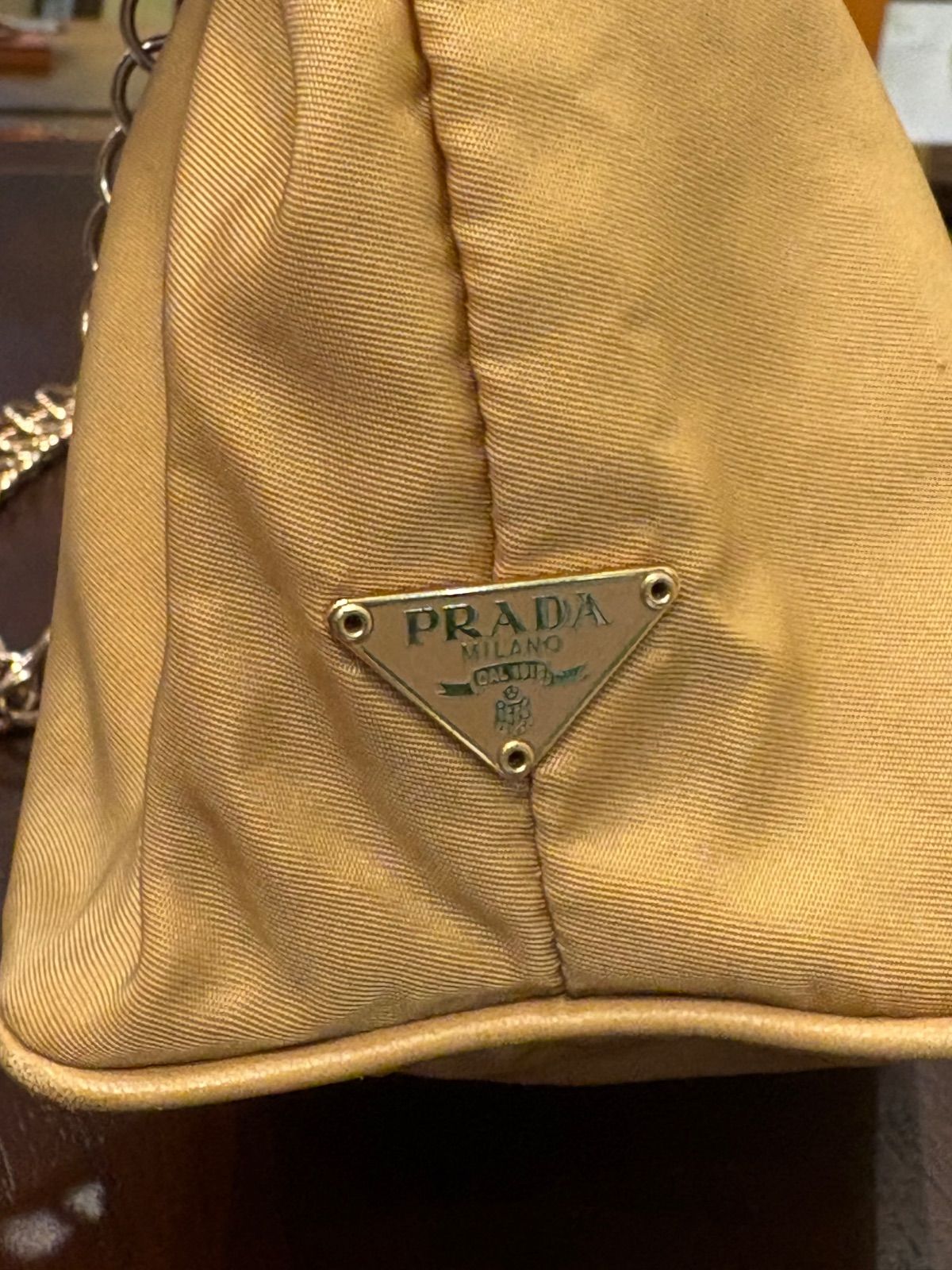 PRADA ナイロンバッグ ベージュ(ゴールド) 人気】PRADA プラダ ナイロン チェーン ショルダーバッグ ベージュ