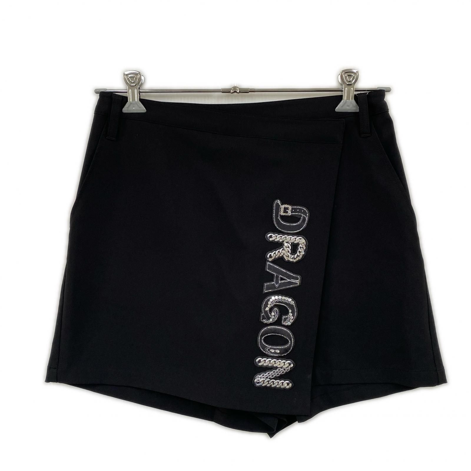 中古 レディース ダンスウィズドラゴン DANCE WITH DRAGON スカート風ショートパンツ 3(L) ブラック 黒 スパンコール ラップスカート ストレッチ