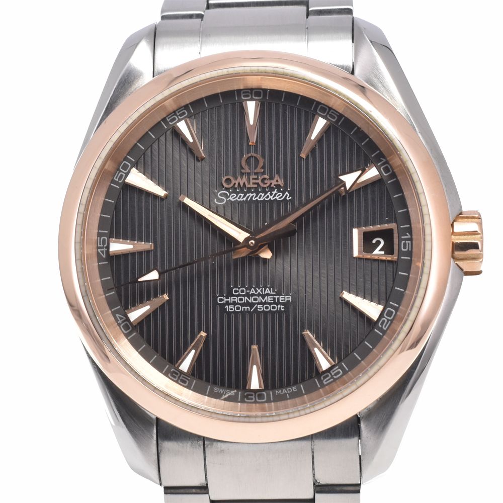 オメガ OMEGA 231.20.39.21.06.003 シーマスター アクアテラ 120m CO-AXIAL グレー 自動巻き メンズ 美品 保証書付き 腕時計 N#148523