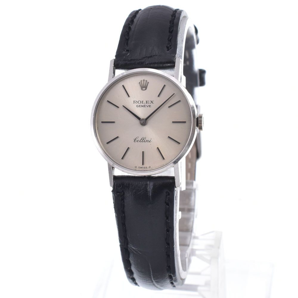 ロレックス ROLEX 3810 チェリーニ K18WG/レザー シルバー 手巻き