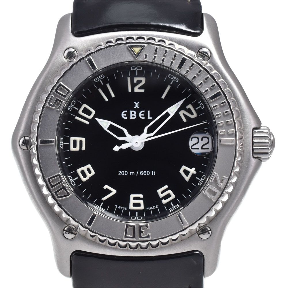 エベル EBEL E9187341 ディスカバリー デイト ブラック クォーツ メンズ 美品 腕時計 N#148459