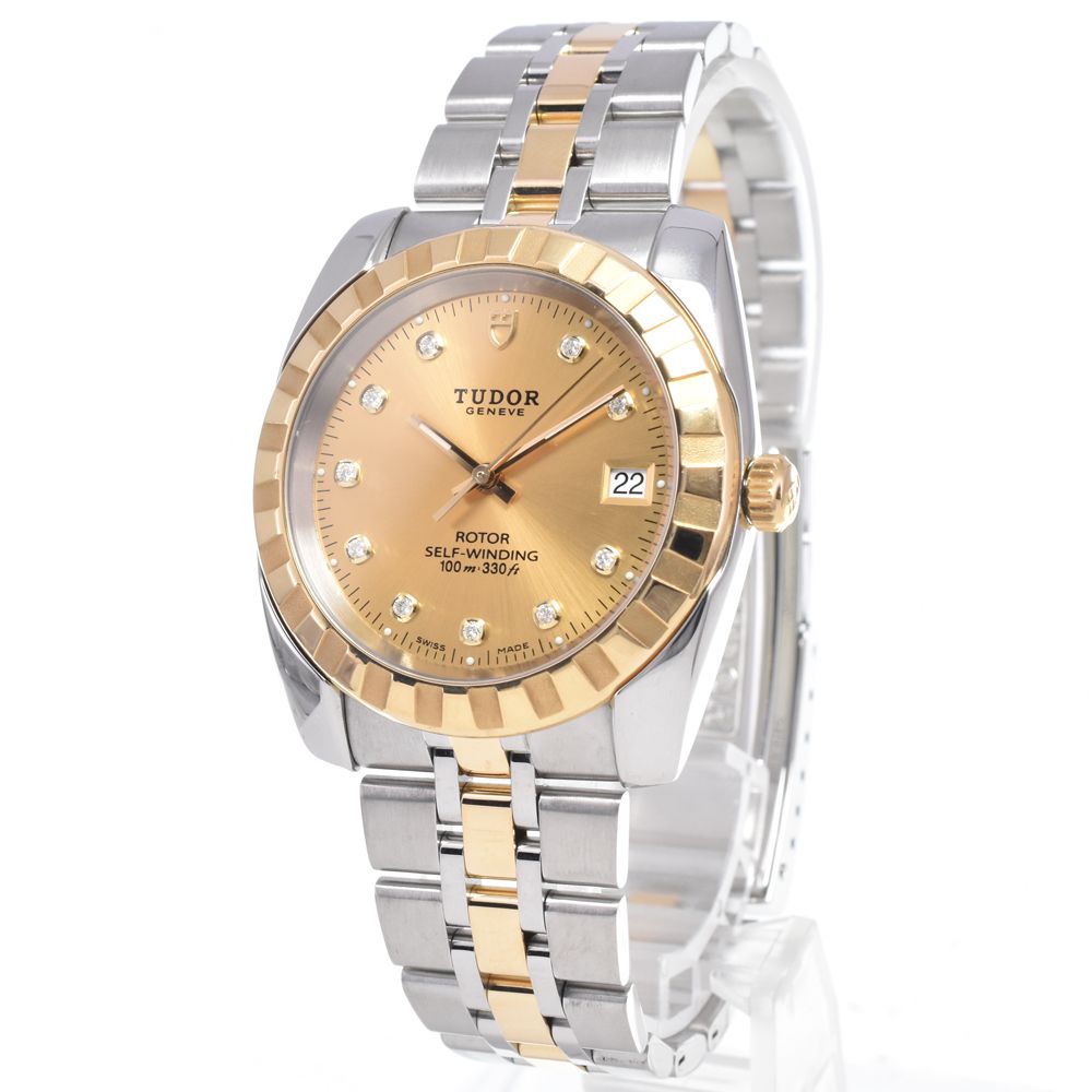 チューダー TUDOR 21013 クラシック デイト SS/YG 10Pダイヤモンド