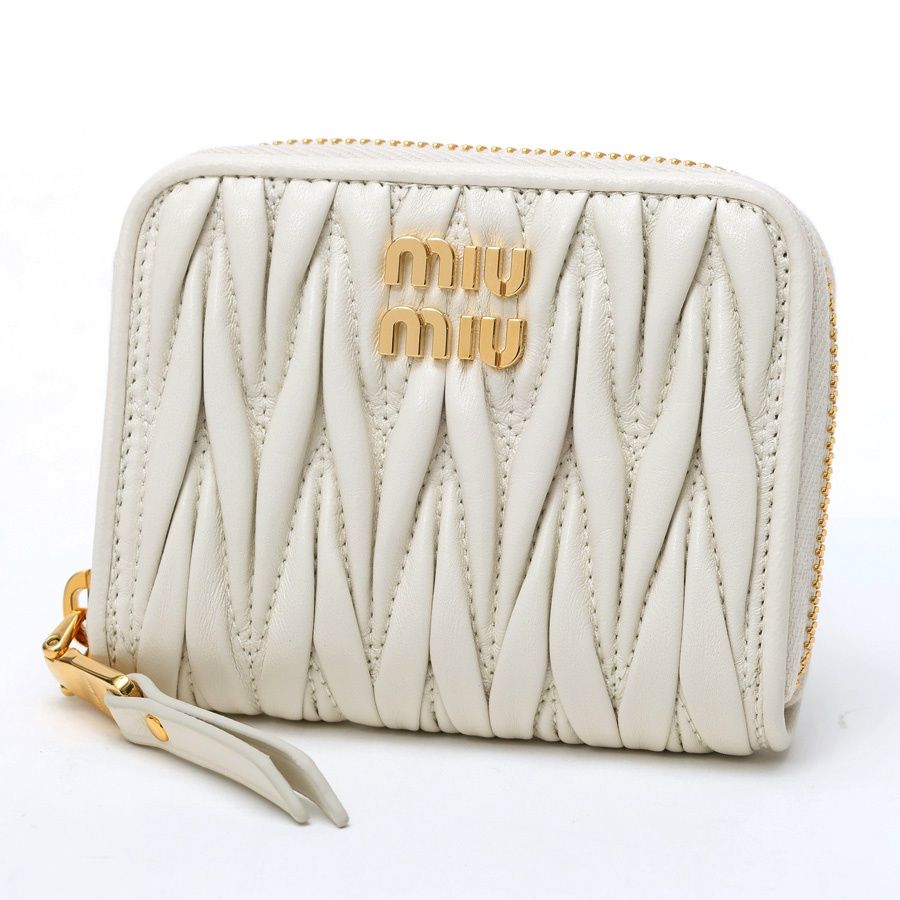 ミュウミュウ / MIU MIU　マテラッセ ジップ コインケース　5MM268　レザー　ホワイト 【中古美品】 28,600円
