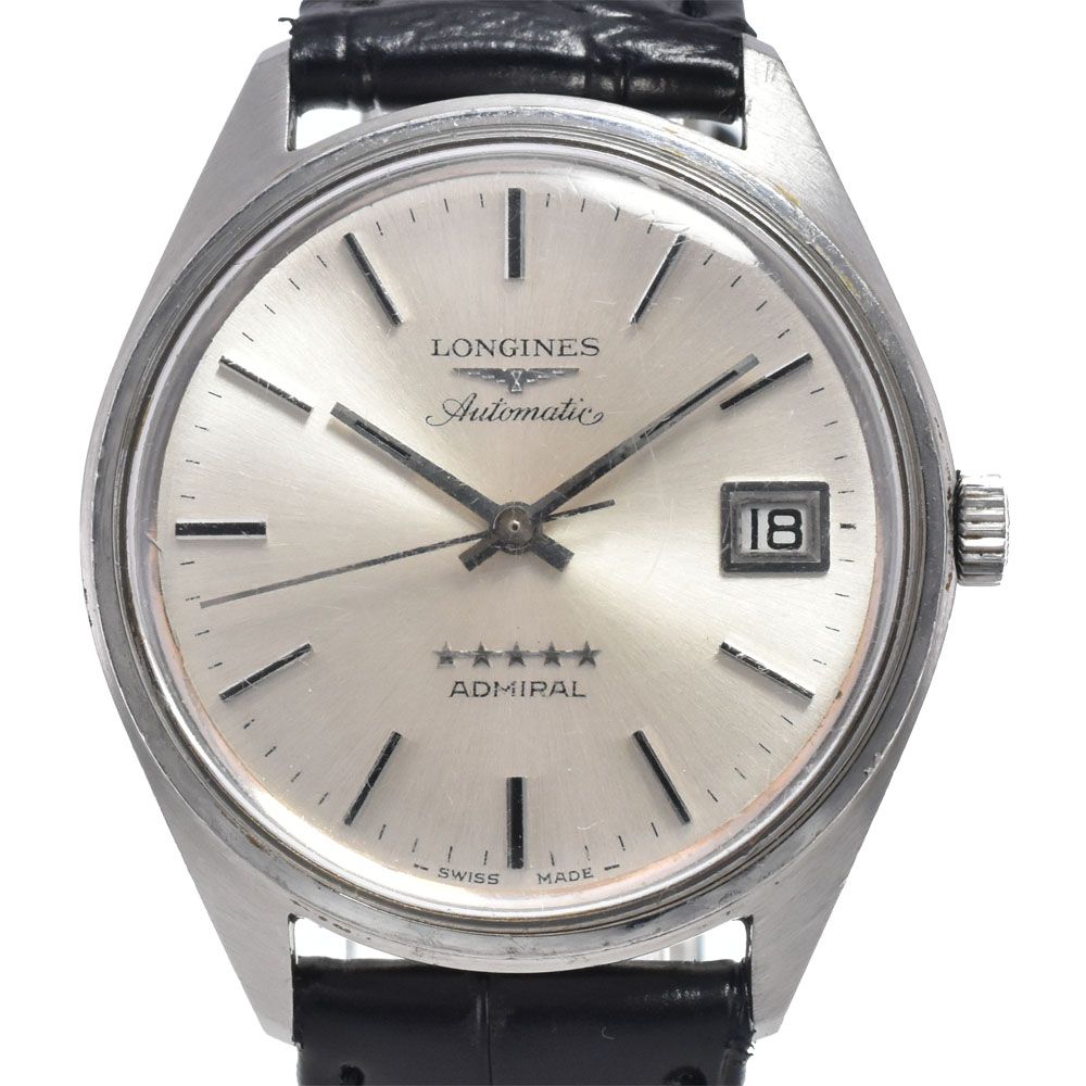 ロンジン LONGINES ヴィンテージ アドミラル 5スター デイト Cal.505 シルバー 自動巻き メンズ 腕時計 N#148622
