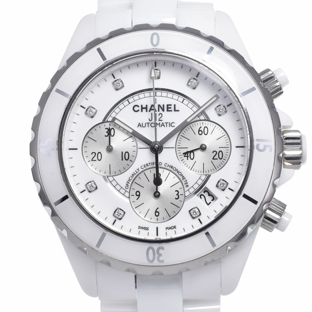 シャネル CHANEL H2009 J12 9Pダイヤ クロノグラフ ホワイト 自動巻き