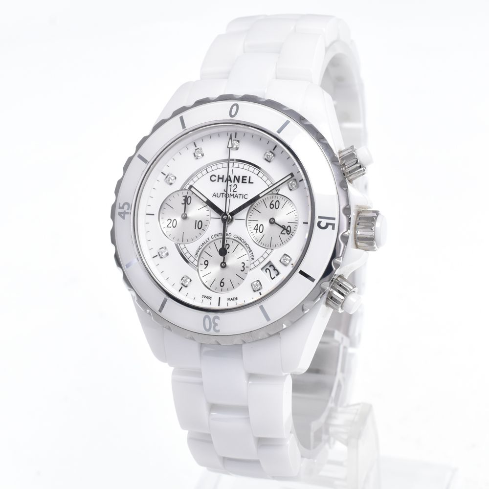 シャネル CHANEL H2009 J12 9Pダイヤ クロノグラフ ホワイト 自動巻き