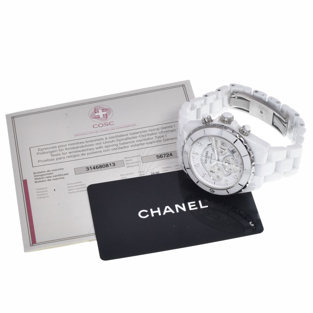 シャネル CHANEL H2009 J12 9Pダイヤ クロノグラフ ホワイト 自動巻き