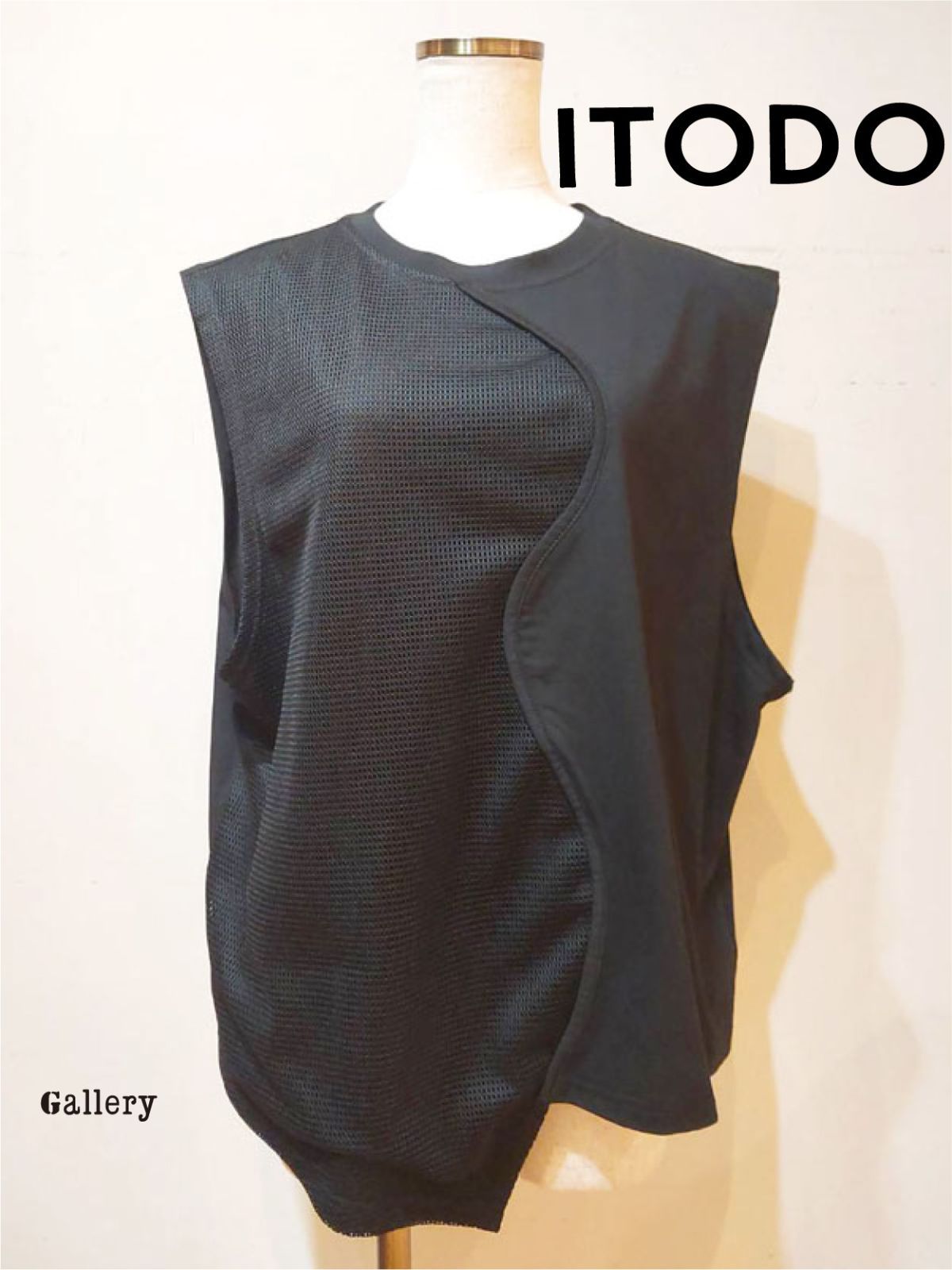 【未使用・新品】【公式正規取扱い】ITODO(イトド) カットソー ノースリーブ ブラック Tシャツ 15,120円