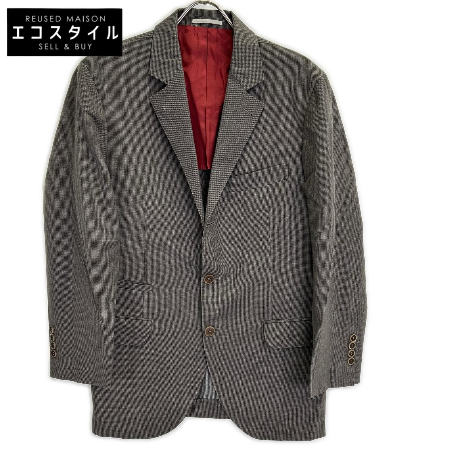 BRUNELLO CUCINELLI　ブルネロクチネリ　TE92210 グレー ウール ハウンドトゥース 段返り 3Bテーラードジャケット　48