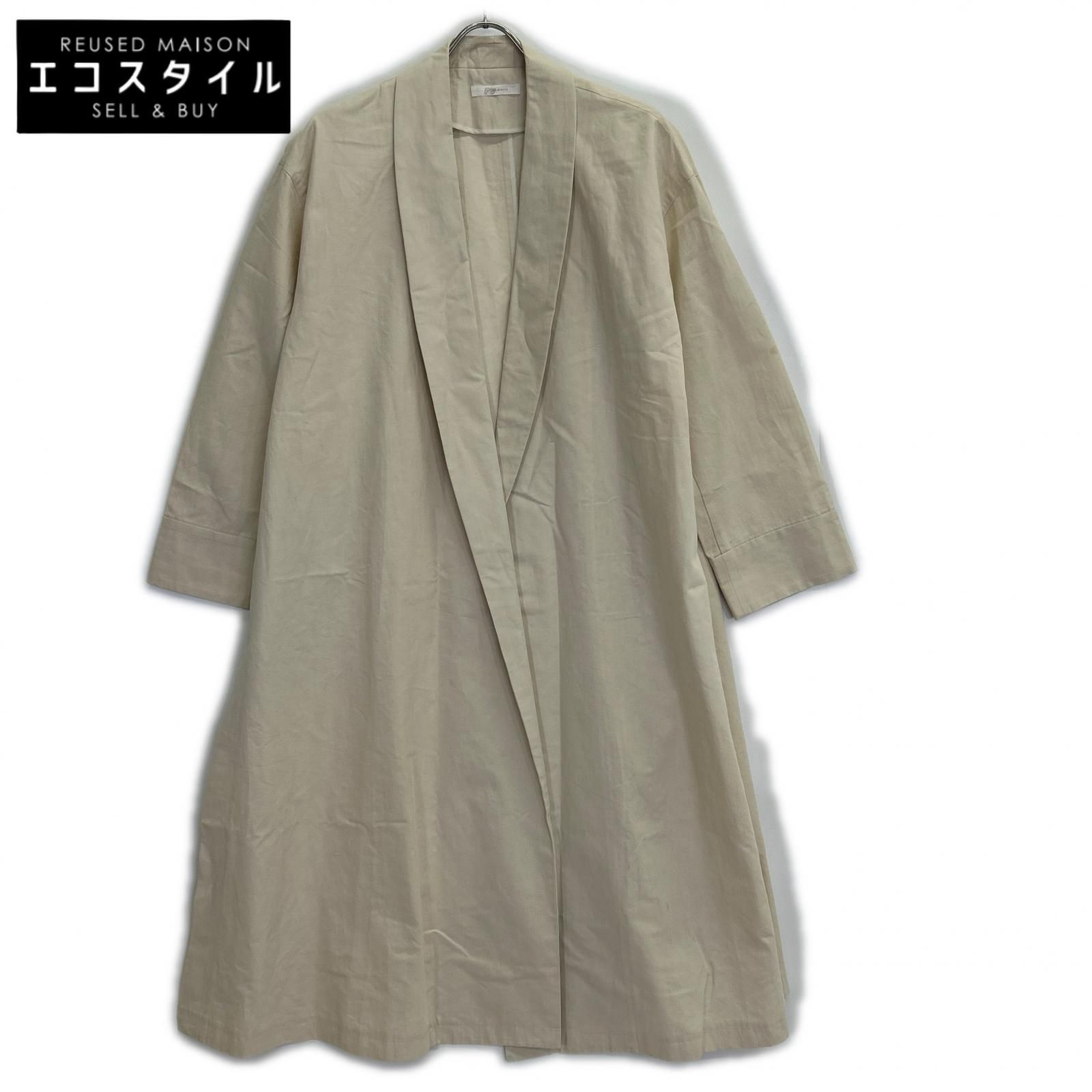 Plage プラージュ ベージュ ショールカラー ボタンレスオーバーコート