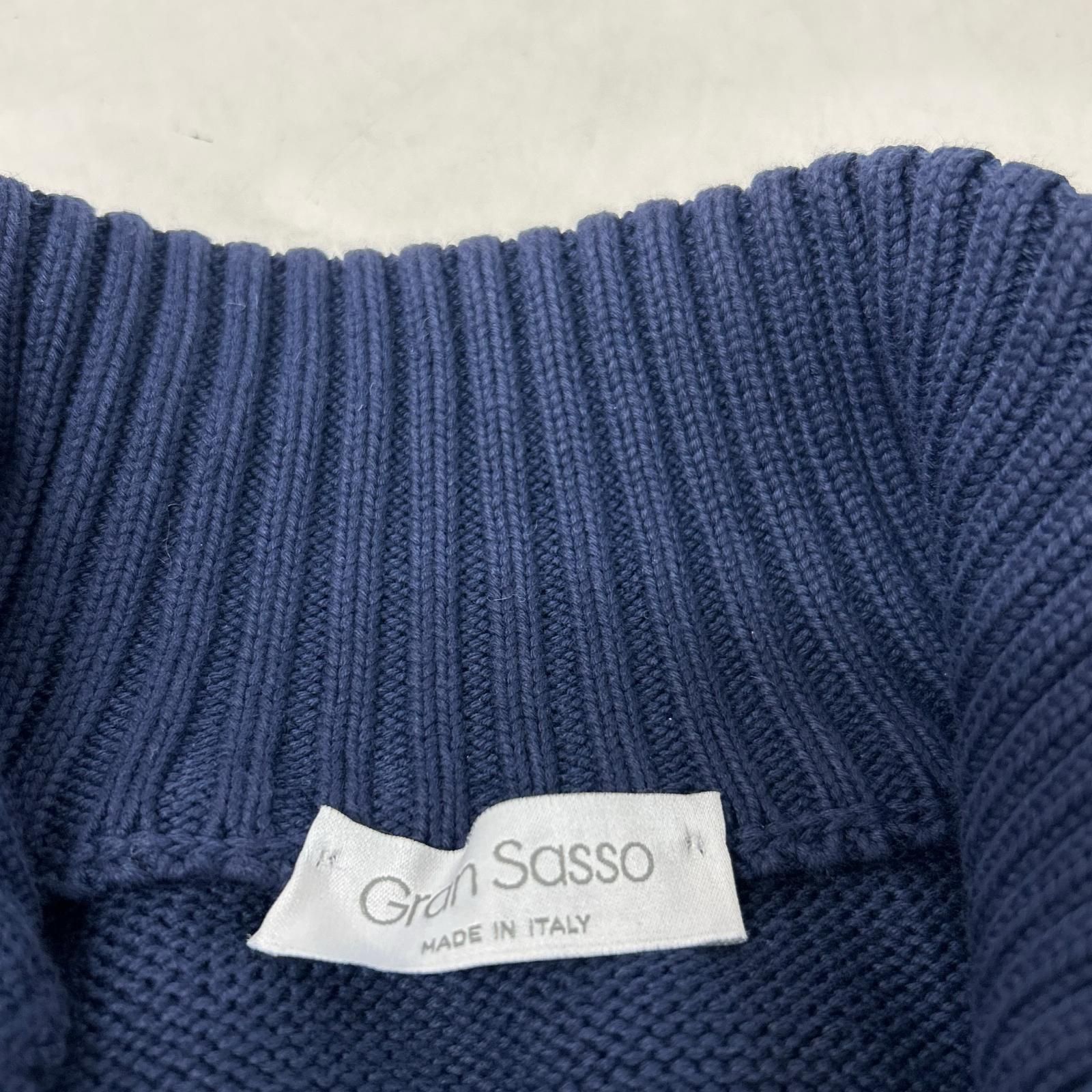 GRAN SASSO グランサッソ ネイビー スタンドカラー ニットカーディガン