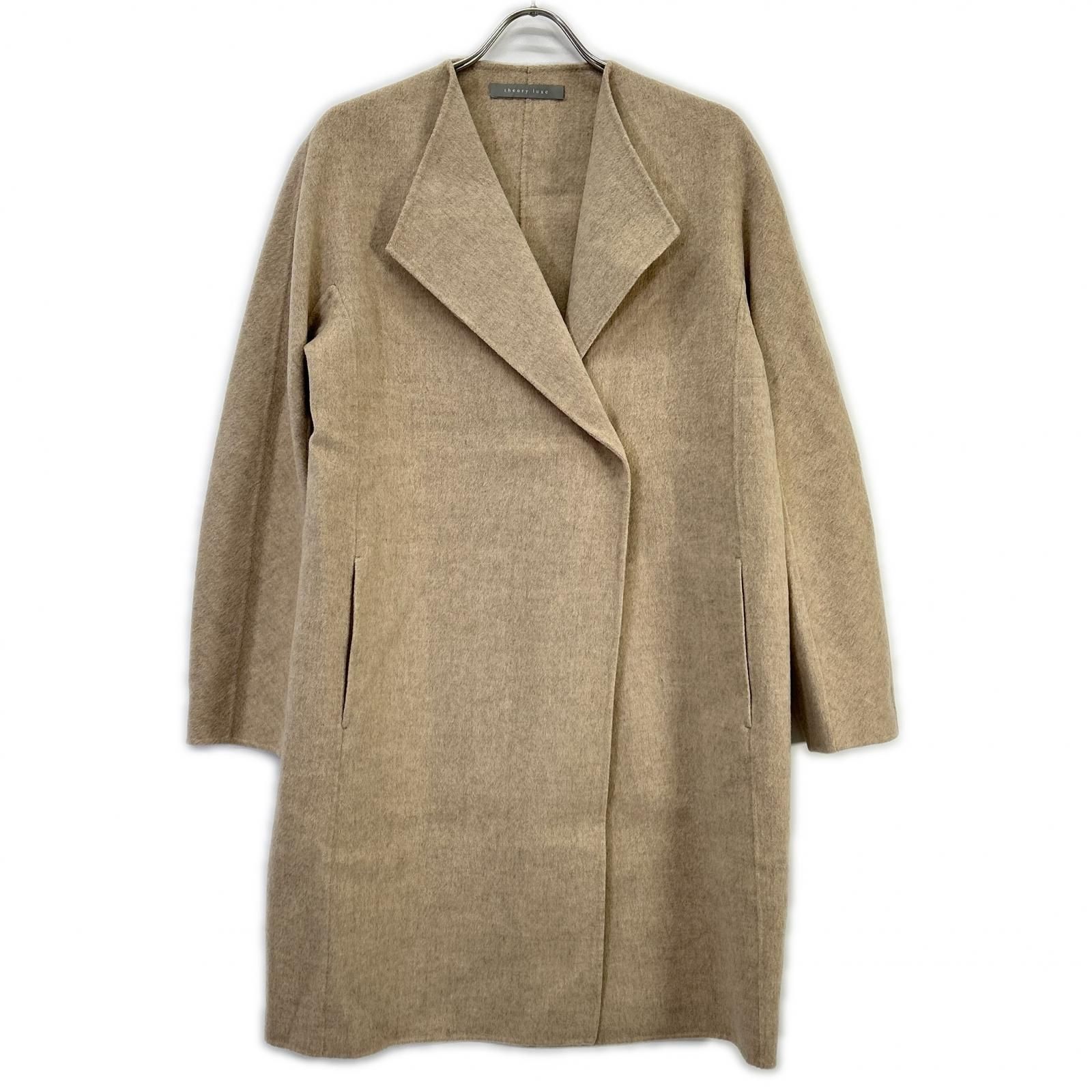 ☆ほぼ未使用☆セオリーリュクス　メルトン素材オーバーサイズロングコート　ベージュ theory luxe セオリーリュクス 03-9309605 ベージュ ウール×カシミヤ