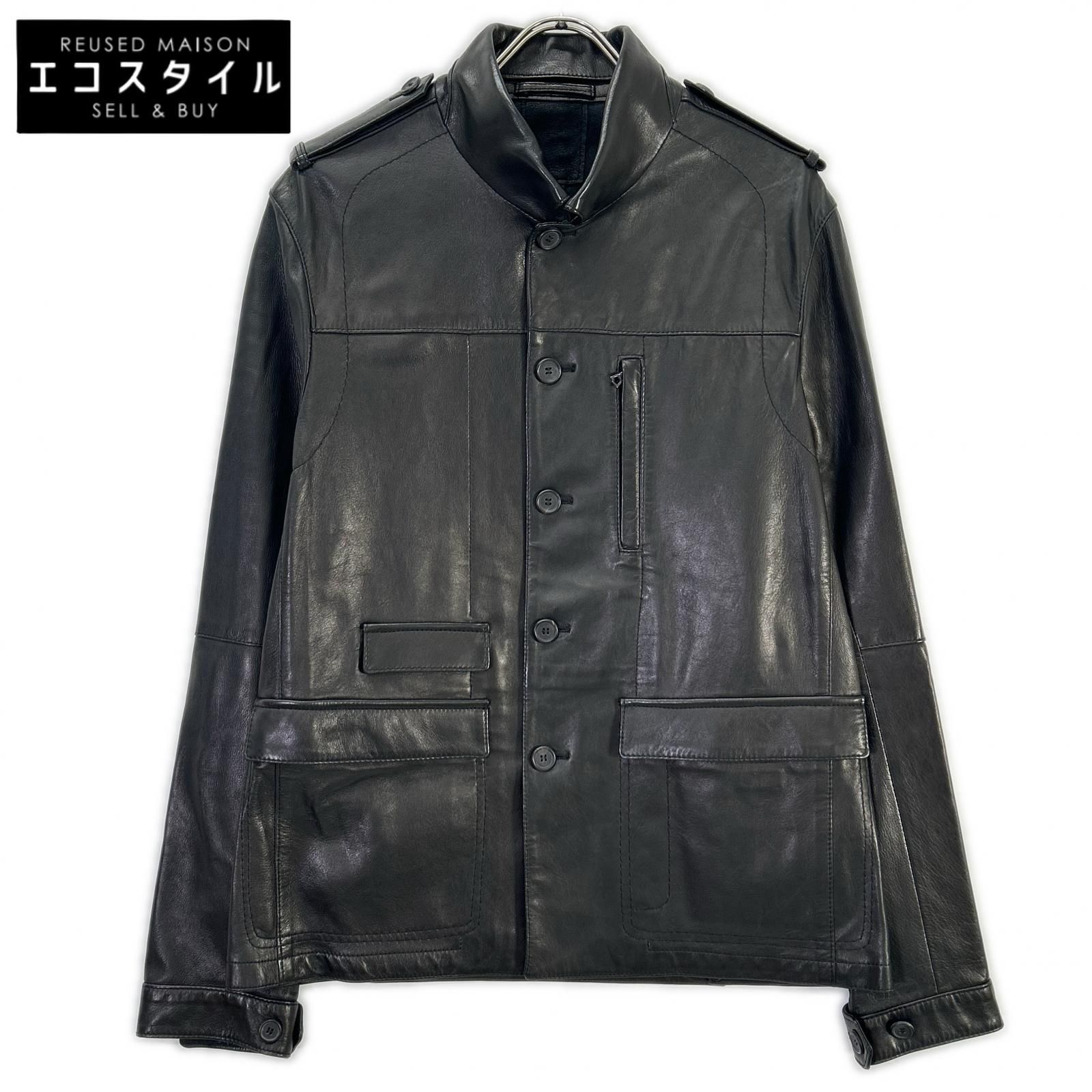 ブラックバレット バイ ニールバレット 羊革 ラムレザー ブルゾン ジャケット NeilBarrett ニールバレット ブラック 羊革 ラムレザー ミリタリー