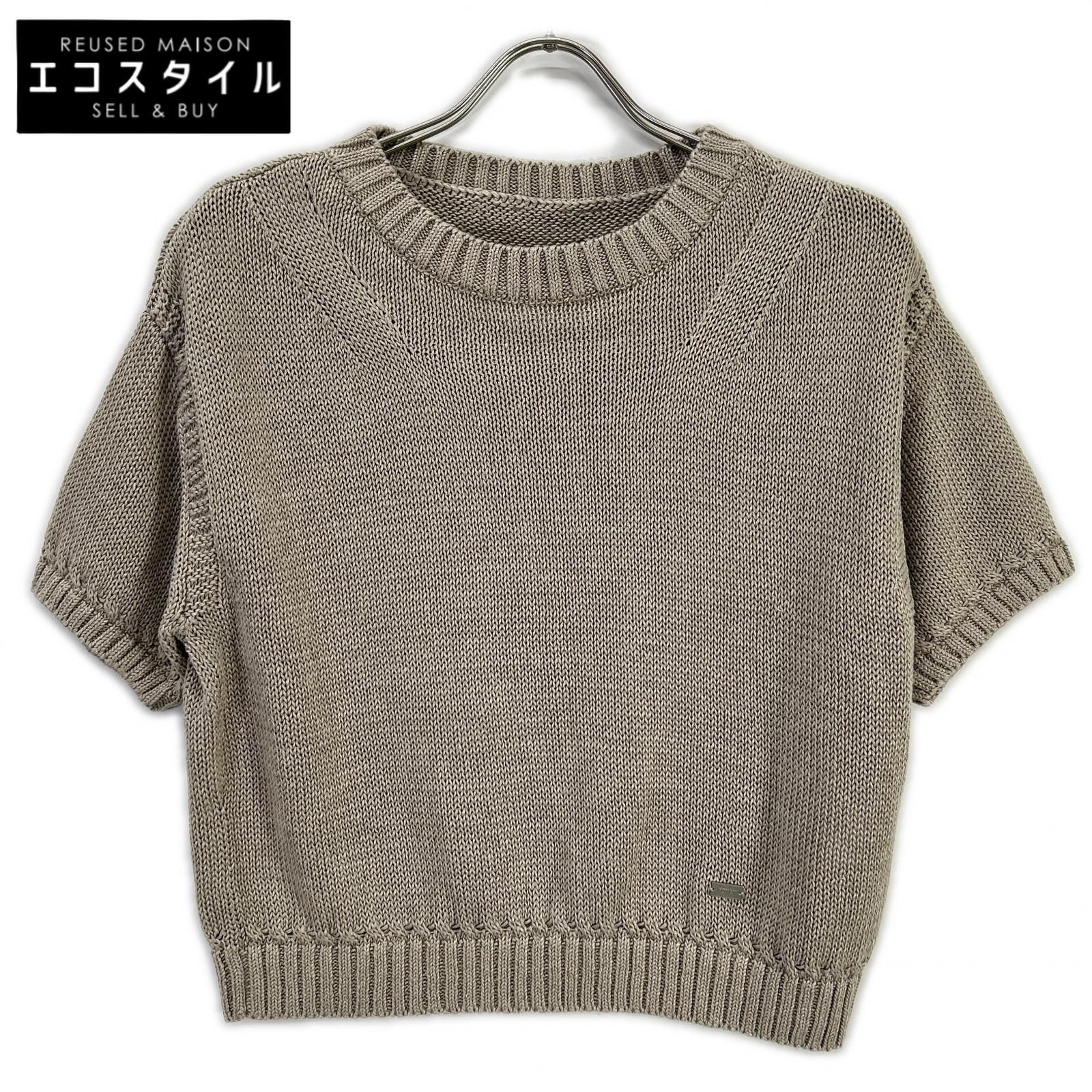FOXEY　フォクシー　43278 ベージュ リネン100 Knit Top Sable　42