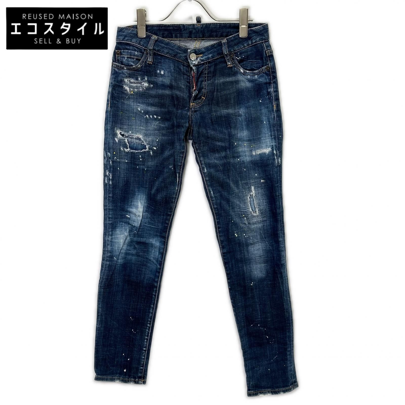 DSQUARED2　ディースクエアード　S72LB0206 インディゴ ダメージ加工 デニムパンツ　スキニー　34