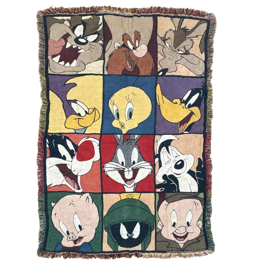vintageラグ ブランケット マルチカバー タペストリー 90s USA製 バッグスバニー Rug Blanket Looney Tunes 3306