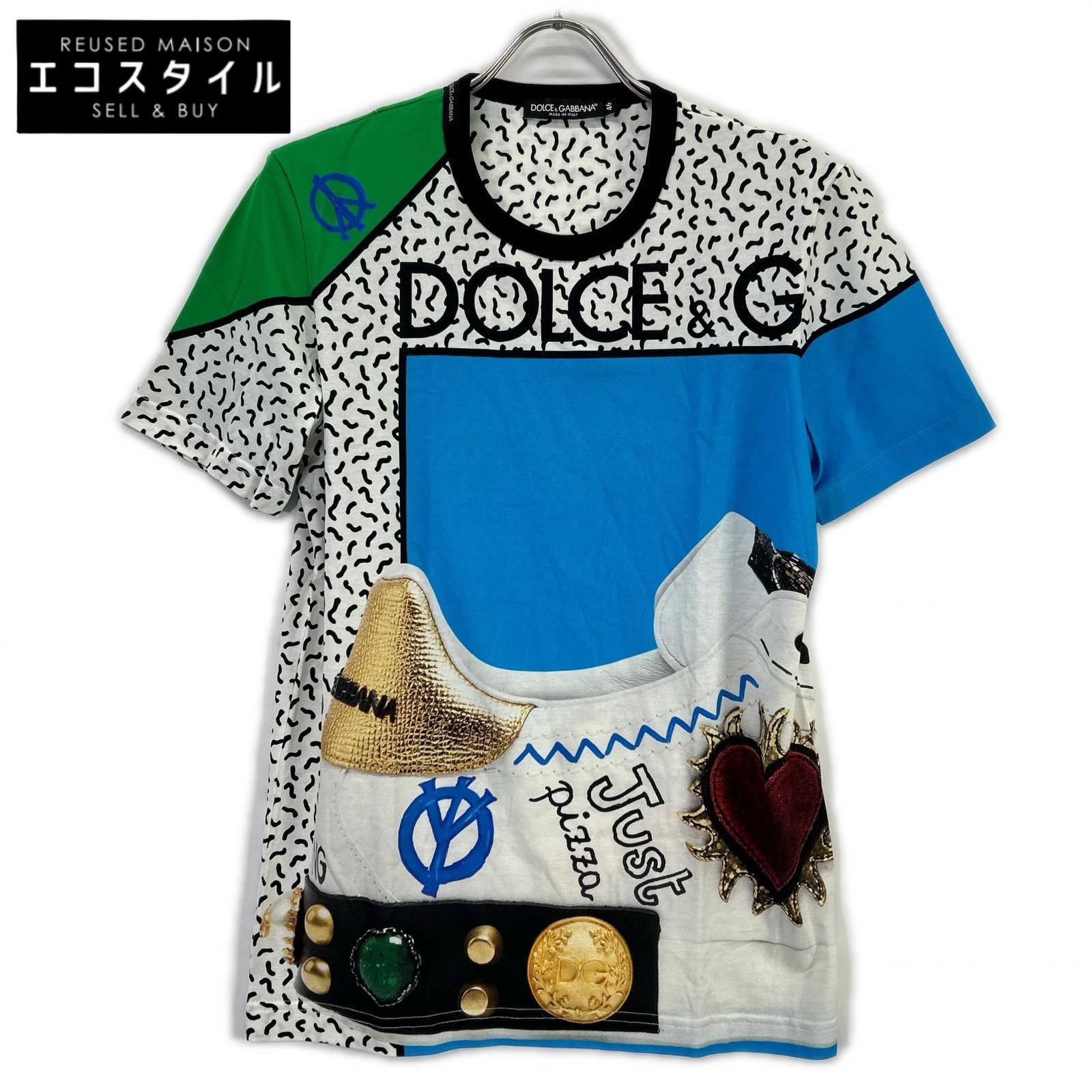 DOLCE&GABBANA　ドルチェアンドガッバーナ　G8IA8T FH7MF マルチカラー コットン スニーカープリント Tシャツ
