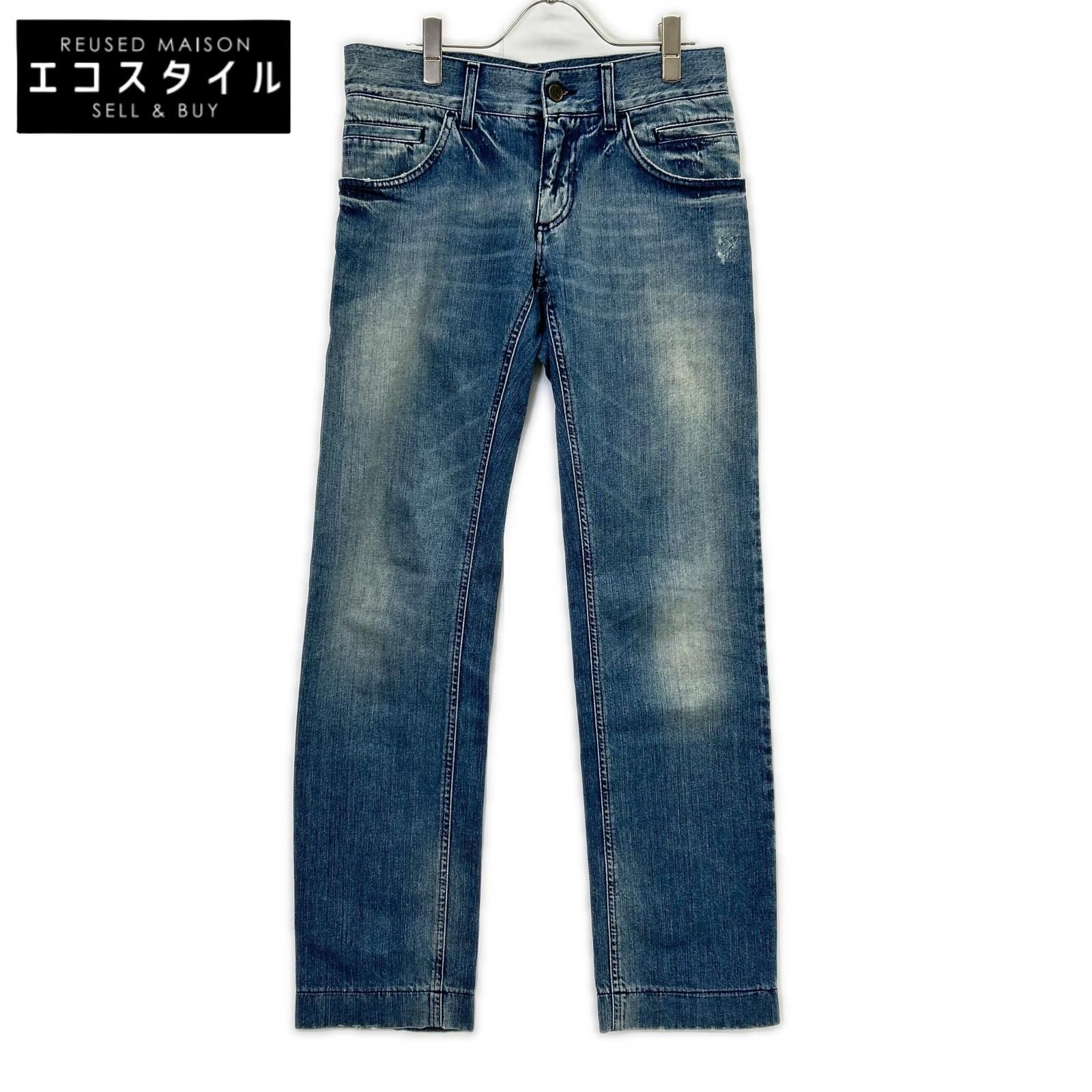 DOLCE&GABBANA　ドルチェアンドガッバーナ　G3RZTD ライトブルー プレート ダメージ デニムパンツ　44