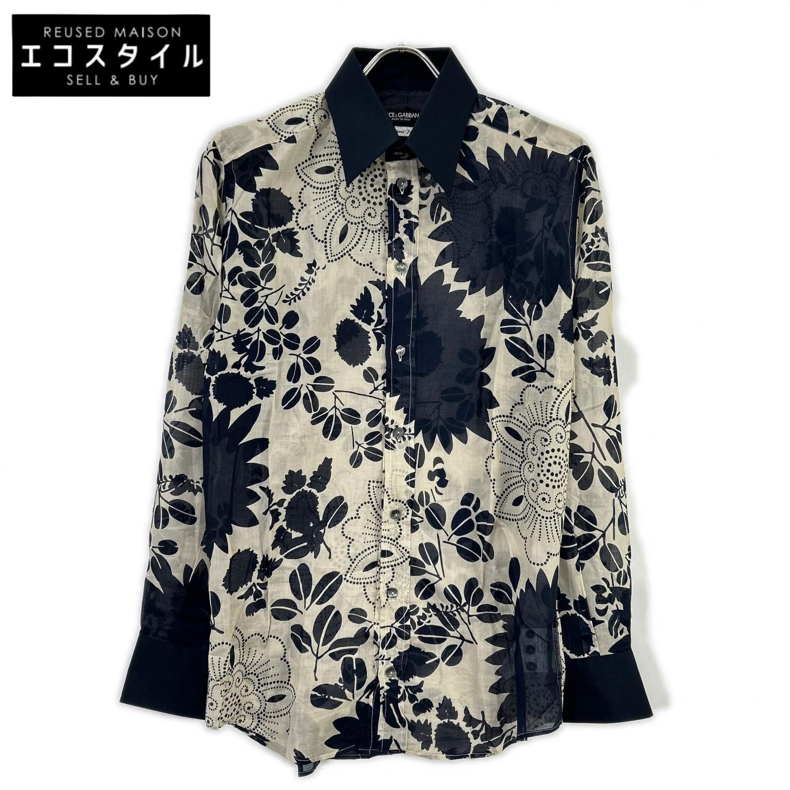 美品】DOLCE&GABBANA 花柄シャツ シースルー ホワイト 38 美品
