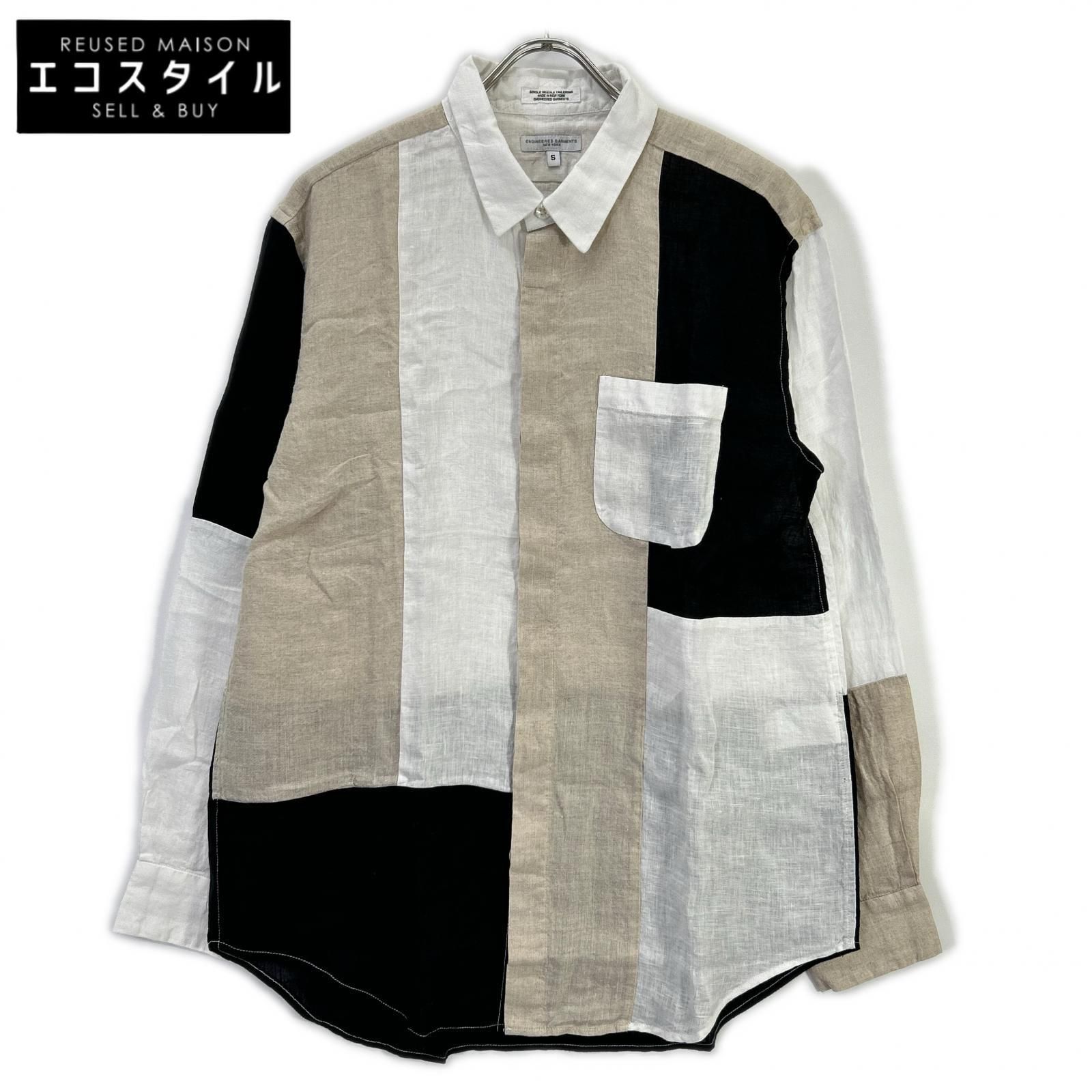 Engineered Garments　エンジニアードガーメンツ　カラーブロック 比翼 リネンシャツ　S