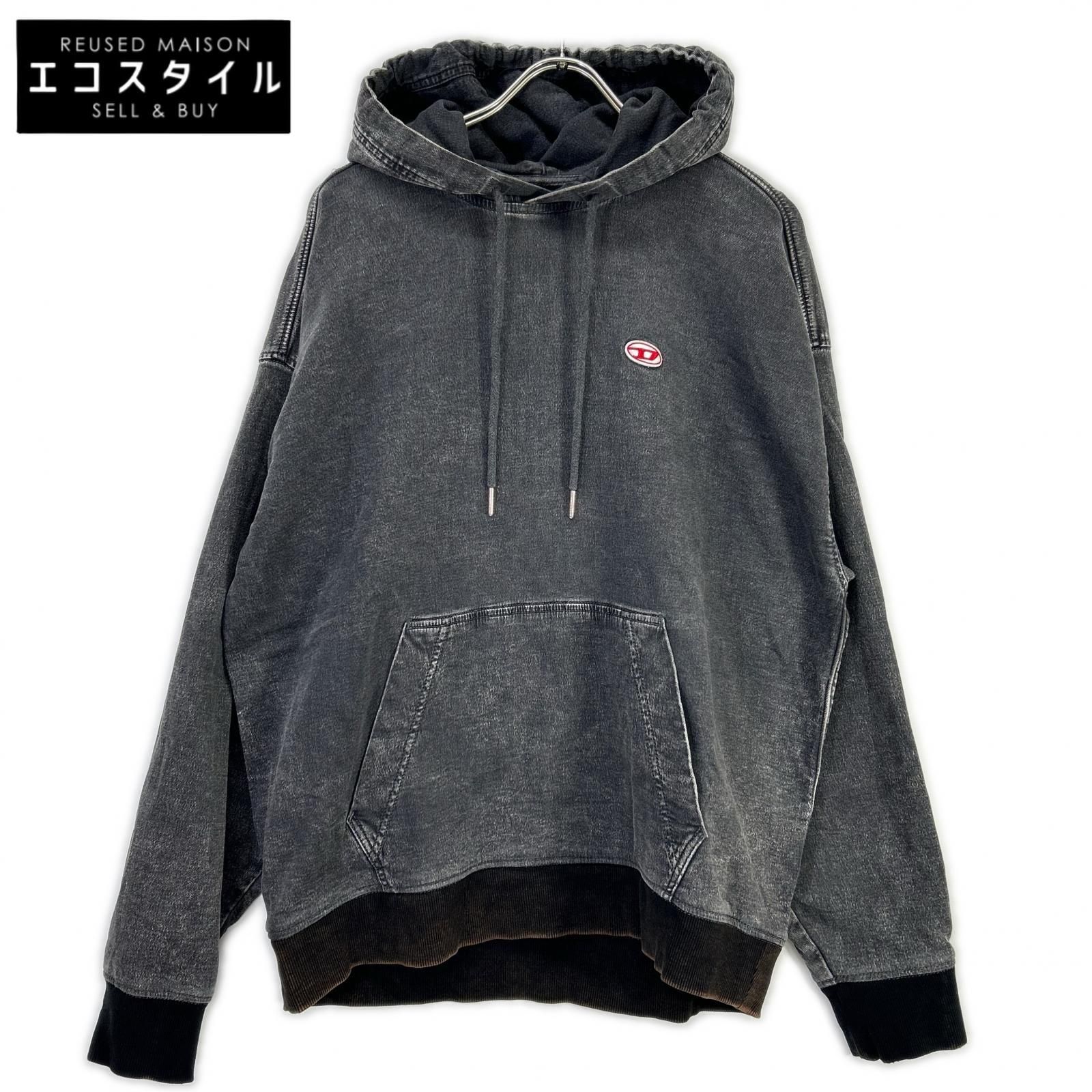DIESEL　ディーゼル　ブラック D-UM-RIB-NE ジョグジーンズ プルオーバーパーカ　M