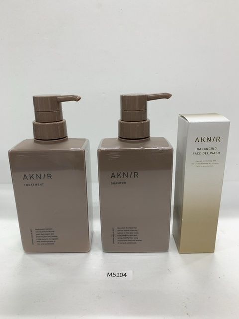 M5104 AKN/R 薬用ヘアトリートメントBR 300g／AKN/R 薬用ヘアシャンプーBR 300ml／AKN/R BALANCING FACE GEL WASH 洗顔料 80g 計3点セット
