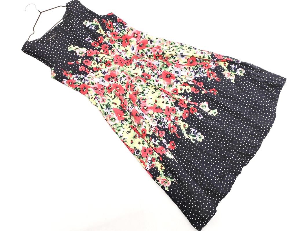 LAURA ASHLEY ローラアシュレイ ドット 花柄 ノースリーブ ワンピース